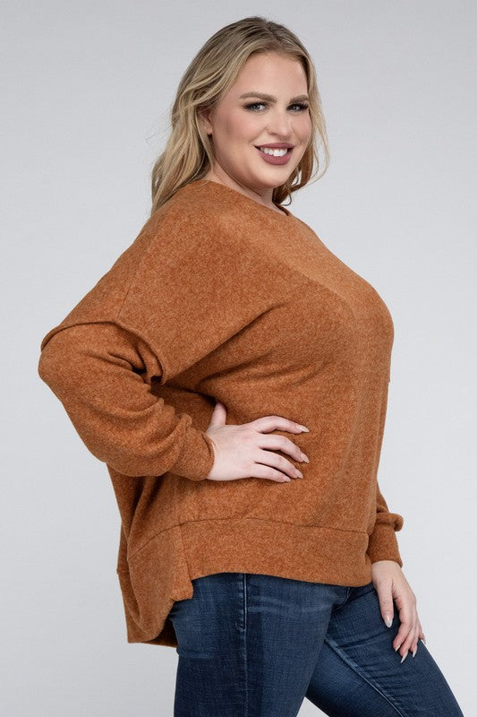 Curvy Brushed Melange Sweater (5 Colors)