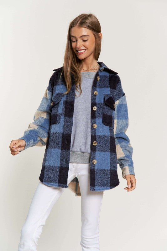 Blue Jay Two-Tone Plaid Shacket