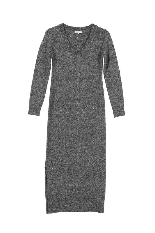 Snowy Sunday V-Neck Sweater Maxi Dress (2 Colors)