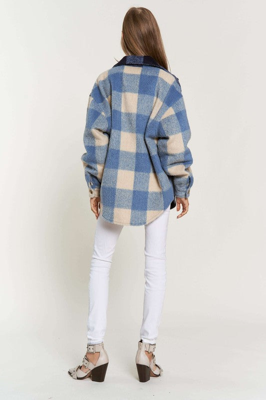 Blue Jay Two-Tone Plaid Shacket