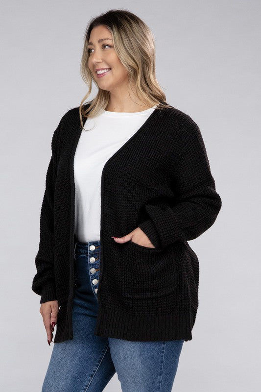 Curvy Waffle-Knit Sweater (5 Colors)