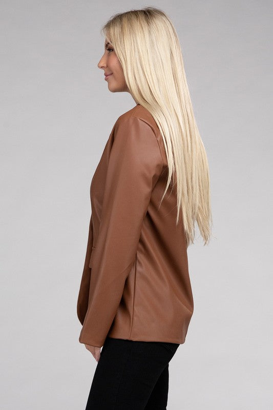 Eleanor Faux Leather Blazer (3 Colors)