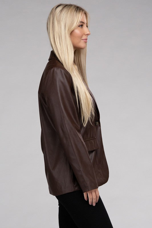 Eleanor Faux Leather Blazer (3 Colors)