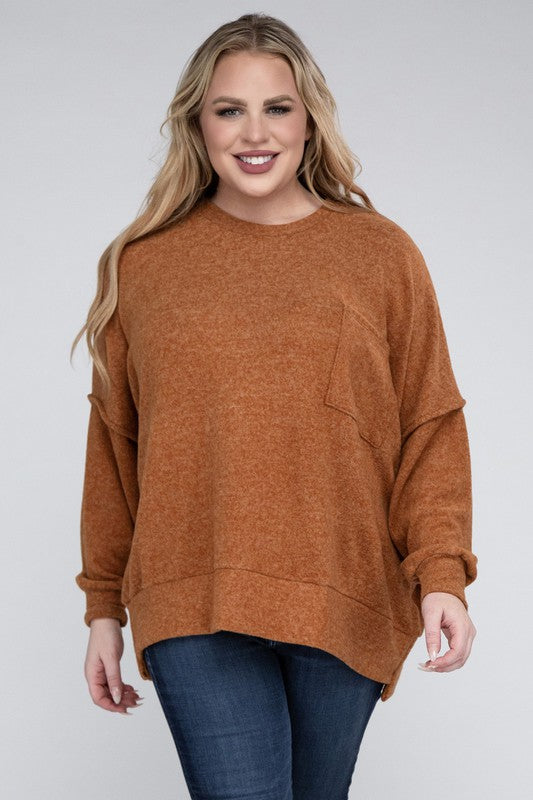 Curvy Brushed Melange Sweater (5 Colors)