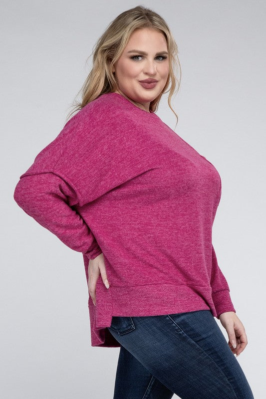 Curvy Brushed Melange Sweater (5 Colors)