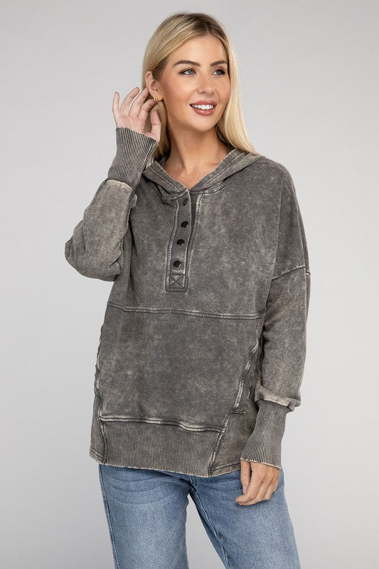 Top Trend French Terry Acid Wash Hoodie