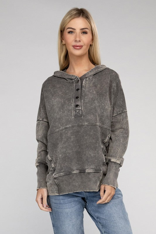 Top Trend French Terry Acid Wash Hoodie