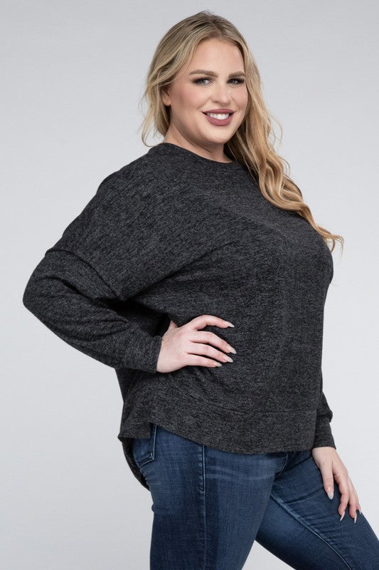 Curvy Brushed Melange Sweater (5 Colors)