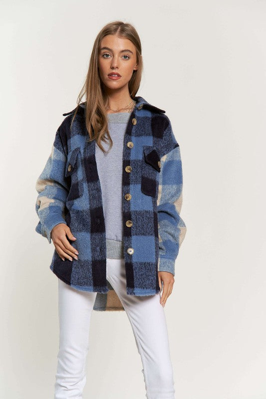 Blue Jay Two-Tone Plaid Shacket