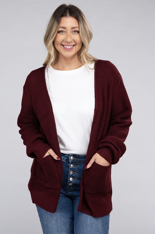 Curvy Waffle-Knit Sweater (5 Colors)