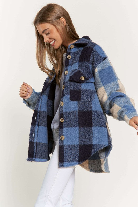 Blue Jay Two-Tone Plaid Shacket