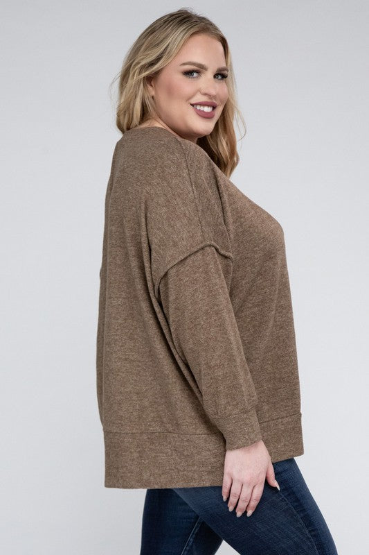 Curvy Brushed Melange Sweater (5 Colors)