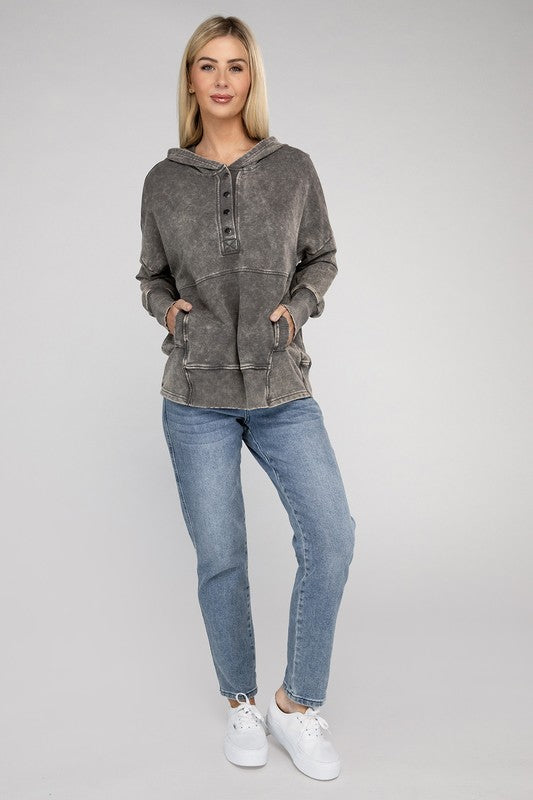 Top Trend French Terry Acid Wash Hoodie