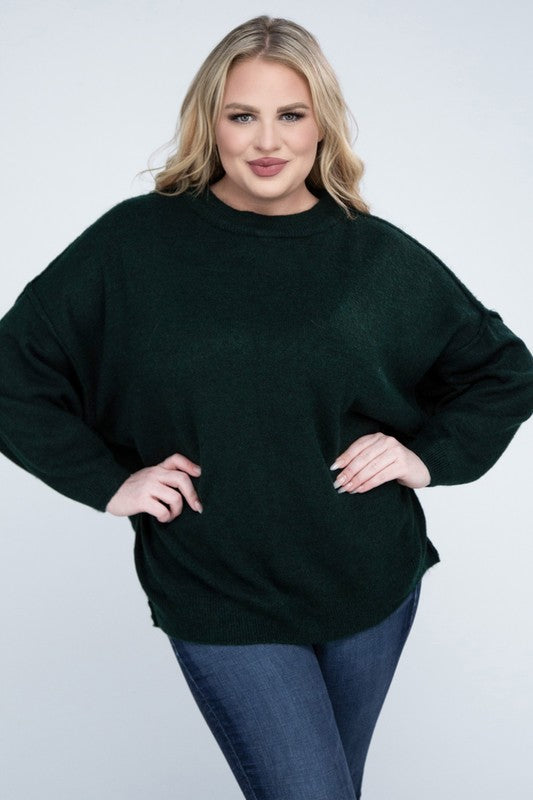 Curvy Oversized Raw Seam Melange Sweater (5 Colors)