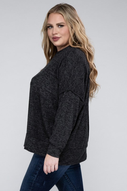 Curvy Brushed Melange Sweater (5 Colors)