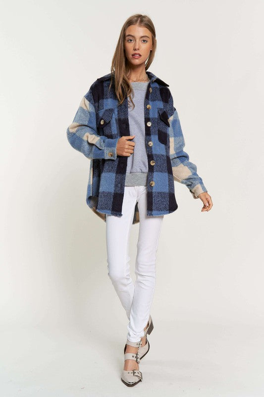 Blue Jay Two-Tone Plaid Shacket