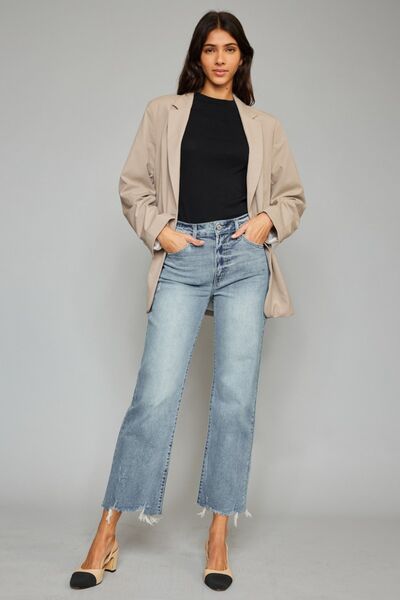 Kancan High Waist Cropped Wide Leg Jeans