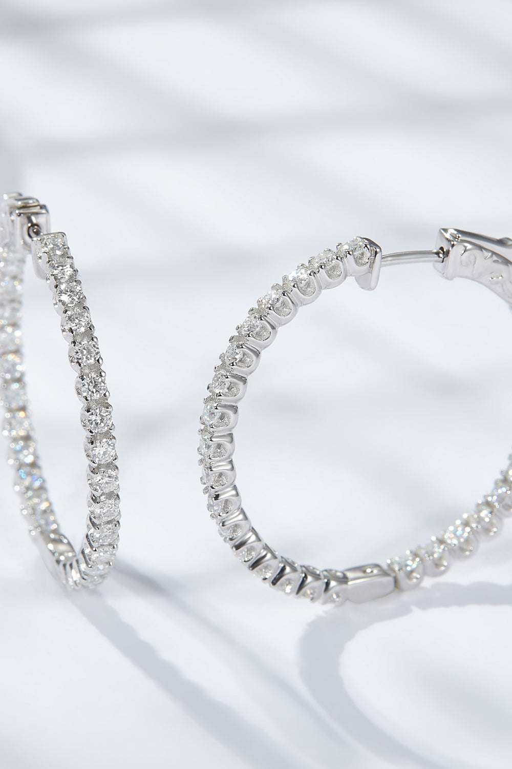 Inlaid Moissanite Hoop Earrings