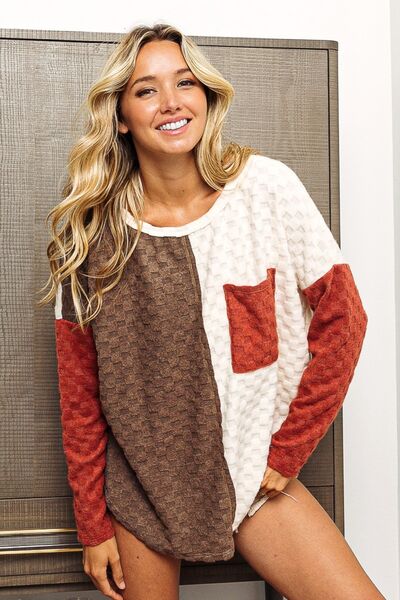 Fiery Neutrals Brushed Checker Top