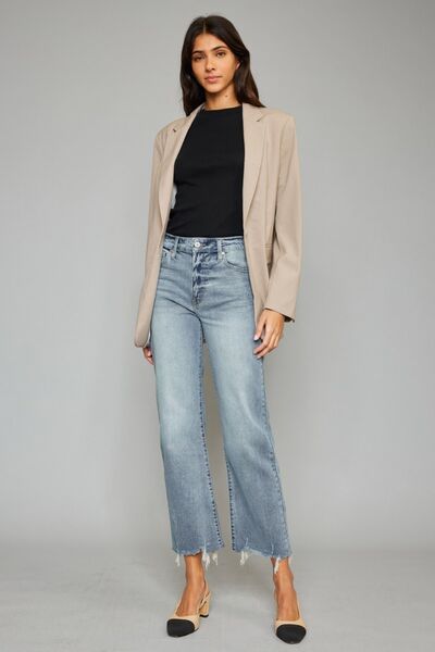 Kancan High Waist Cropped Wide Leg Jeans