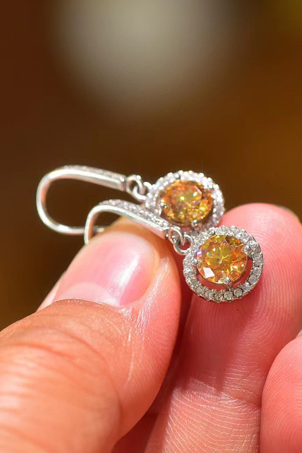 2 Carat Yellow Moissanite Drop Earrings