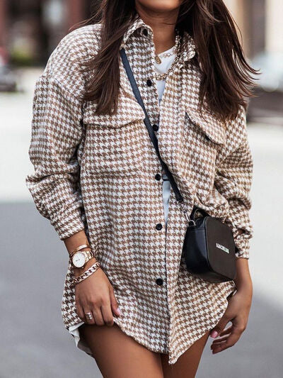 Houndstooth Button Up Shacket (3 Colors)