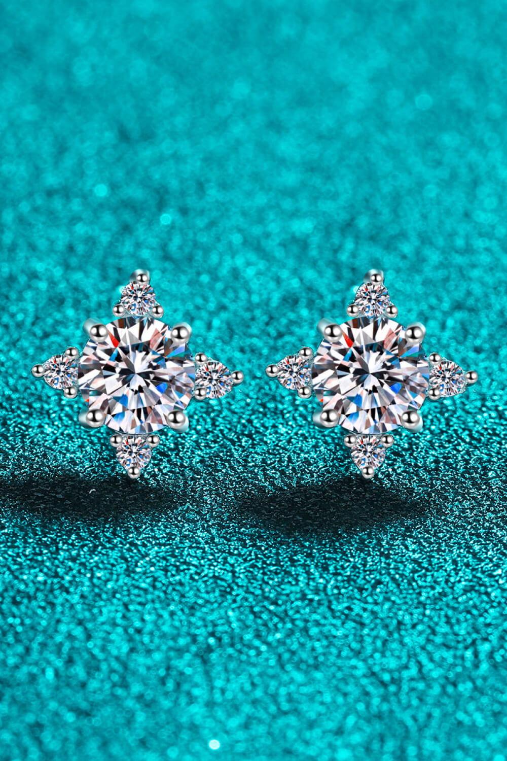 Four Leaf 2 Carat Moissanite Stud Earrings