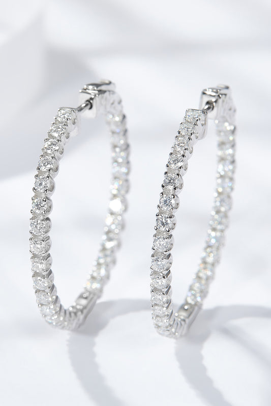 Inlaid Moissanite Hoop Earrings