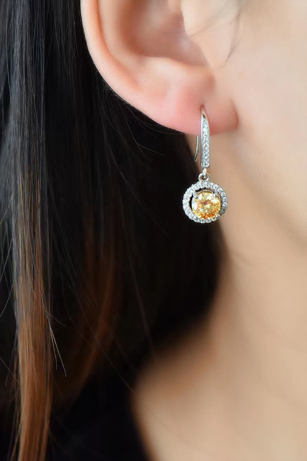 2 Carat Yellow Moissanite Drop Earrings