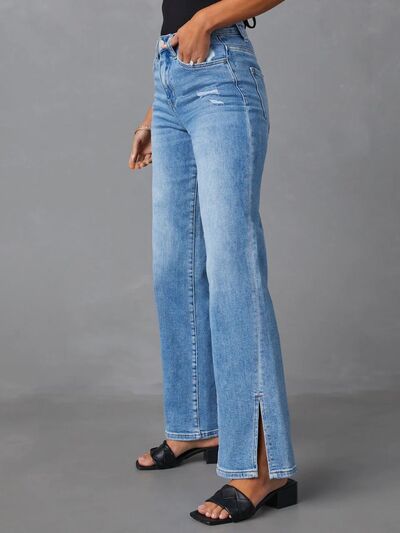Trendy Envy Slit Buttoned Jeans