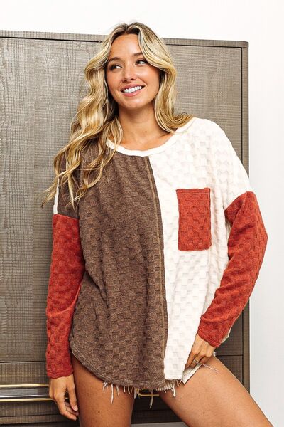 Fiery Neutrals Brushed Checker Top