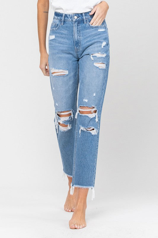 Vervet by Flying Monkey Raw Hem Mom Jeans