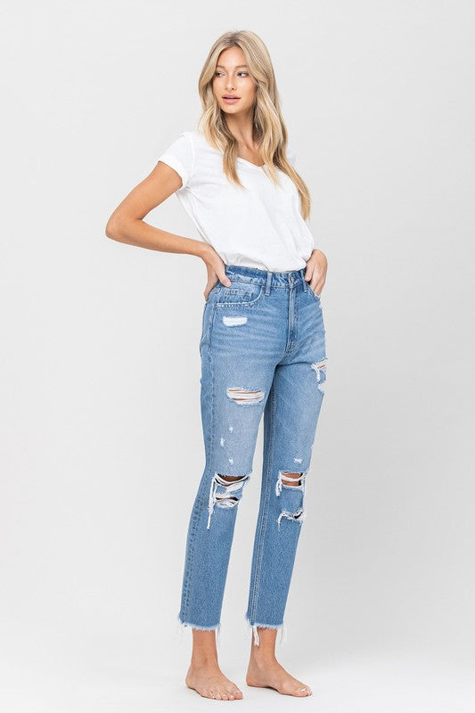 Vervet by Flying Monkey Raw Hem Mom Jeans