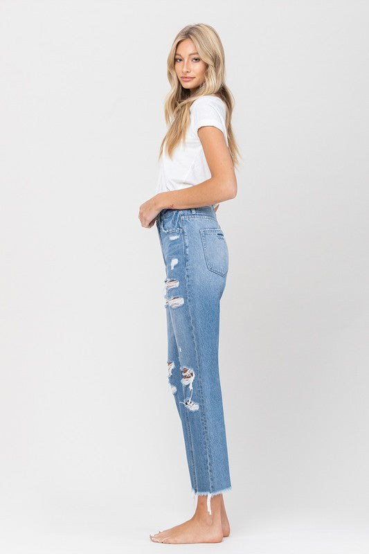 Vervet by Flying Monkey Raw Hem Mom Jeans