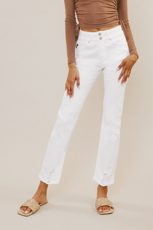 Kancan High Rise Straight Leg Jeans in White