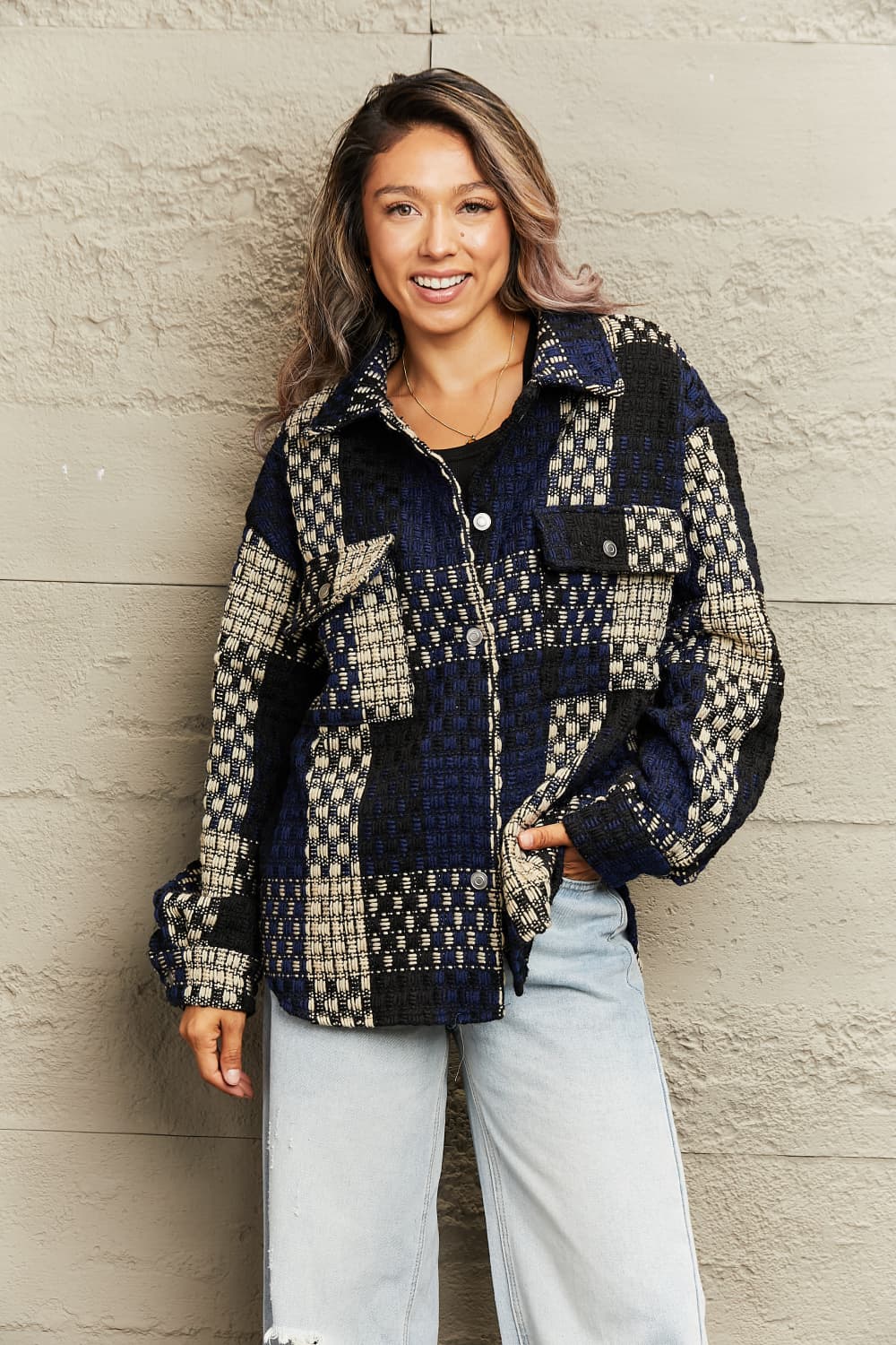 Nova Plaid Textured Shacket