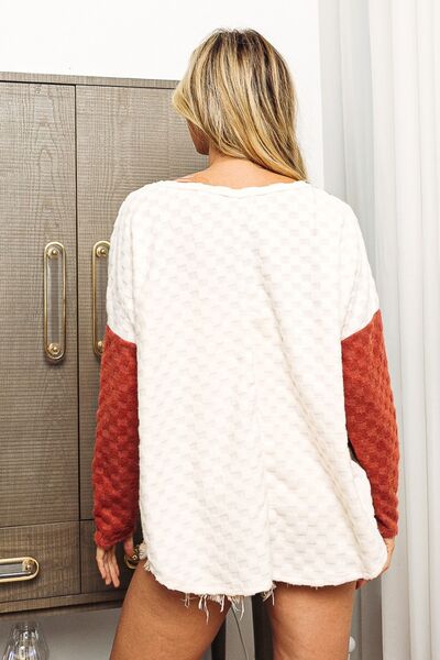 Fiery Neutrals Brushed Checker Top