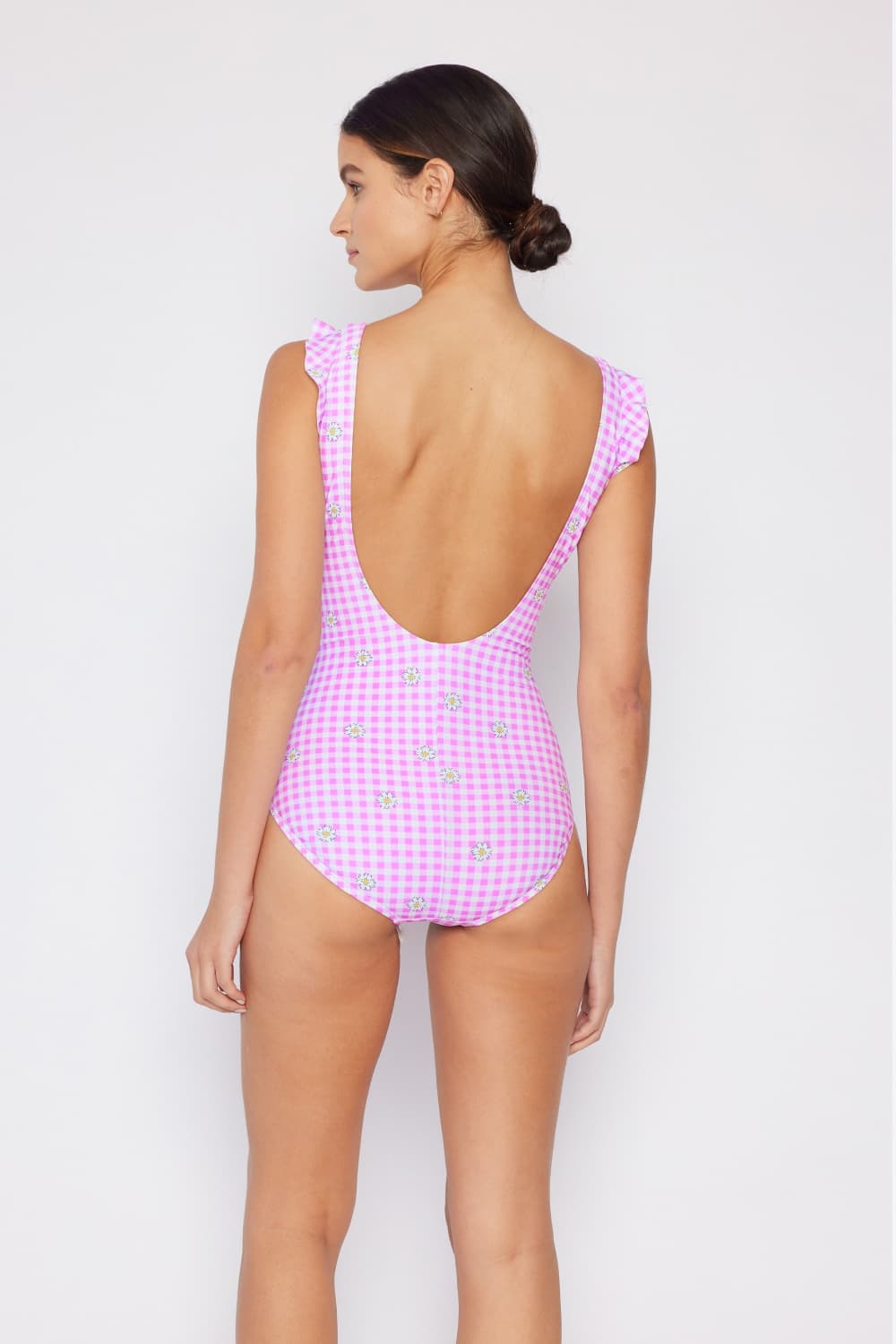 Float On Ruffle Faux Wrap One-Piece Swimsuit in Carnation Pink