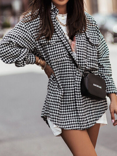 Houndstooth Button Up Shacket (3 Colors)