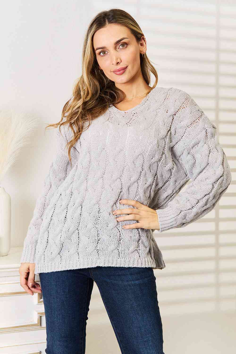 Abigail Cable-Knit Hooded Sweater