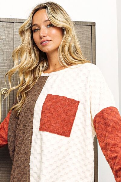 Fiery Neutrals Brushed Checker Top