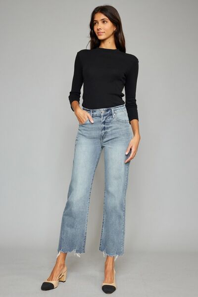 Kancan High Waist Cropped Wide Leg Jeans