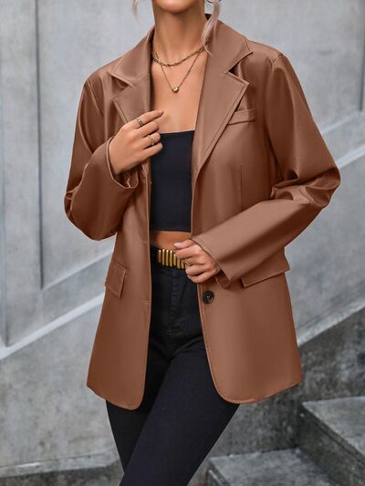 Oh Em Gee Faux Leather Blazer (4 Colors)