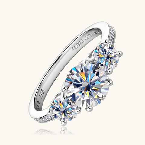 3 Carat Moissanite 3-Stone Ring