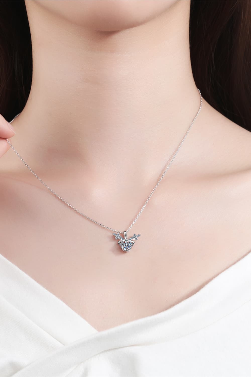 1 Carat Moissanite Reindeer Necklace