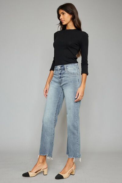 Kancan High Waist Cropped Wide Leg Jeans