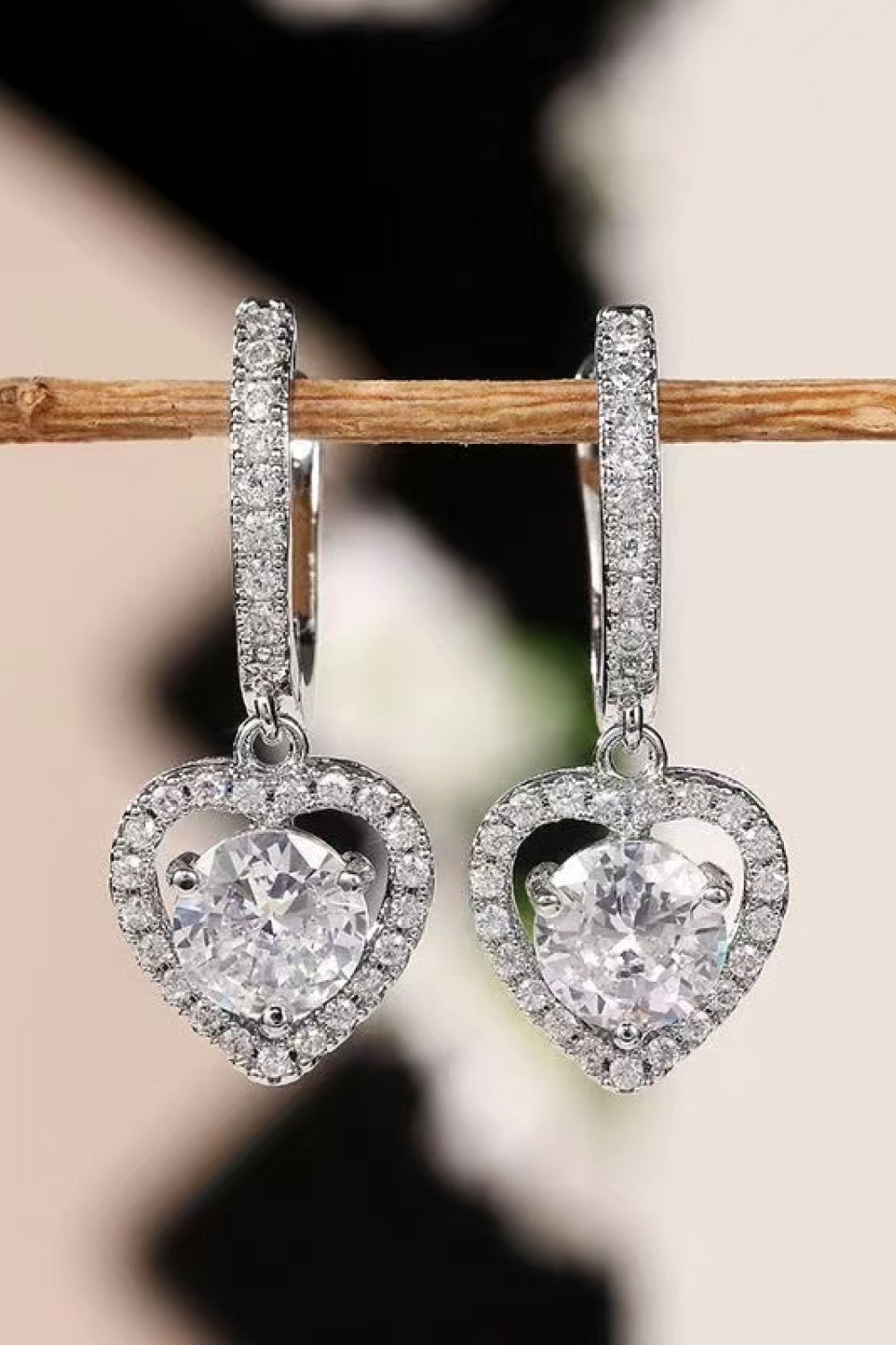 2 Carat Moissanite Heart Drop Earrings