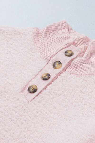 Fuzzy Quarter Button Sweater