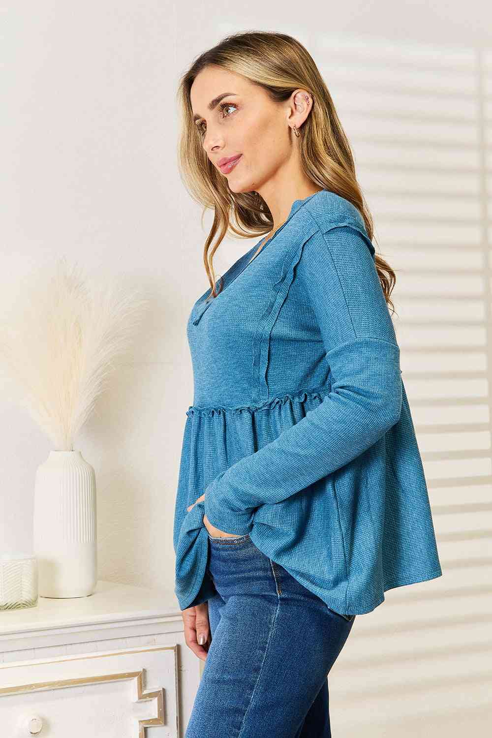 Nora Frill Trim Babydoll Blouse