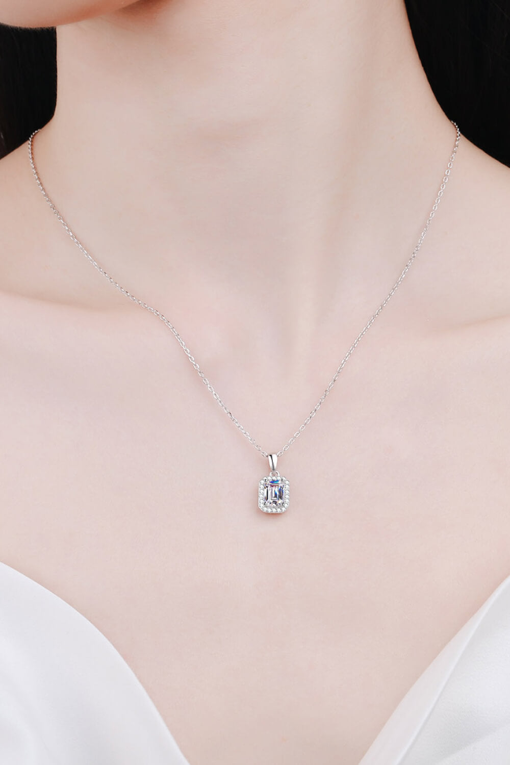 Emerald Cut Moissanite Pendant Necklace